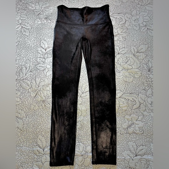 SPANXS Black Metallic Shimmer Tummy Control Smoothing Shaping  Leggings  Sz M - Picture 7 of 11